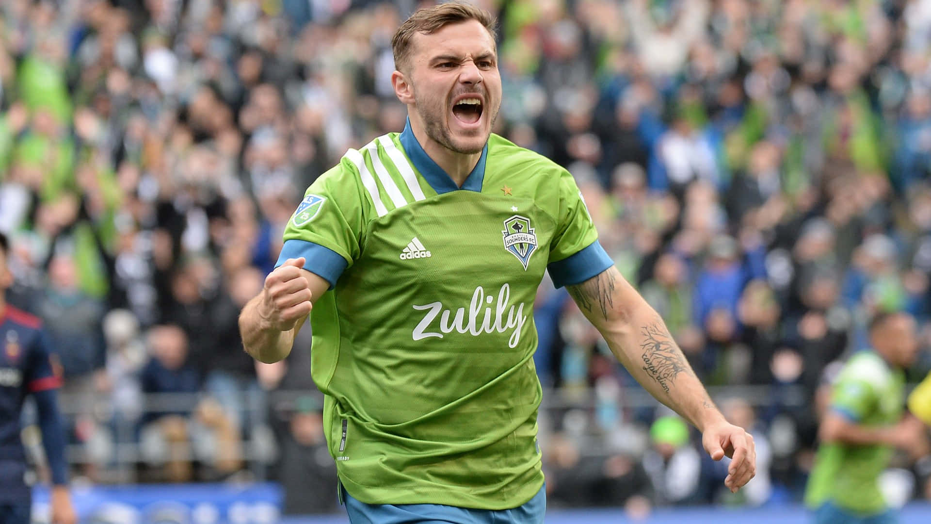 Professional Soccer Player Jordan Morris In Action For Seattle Sounders In 2020. Background