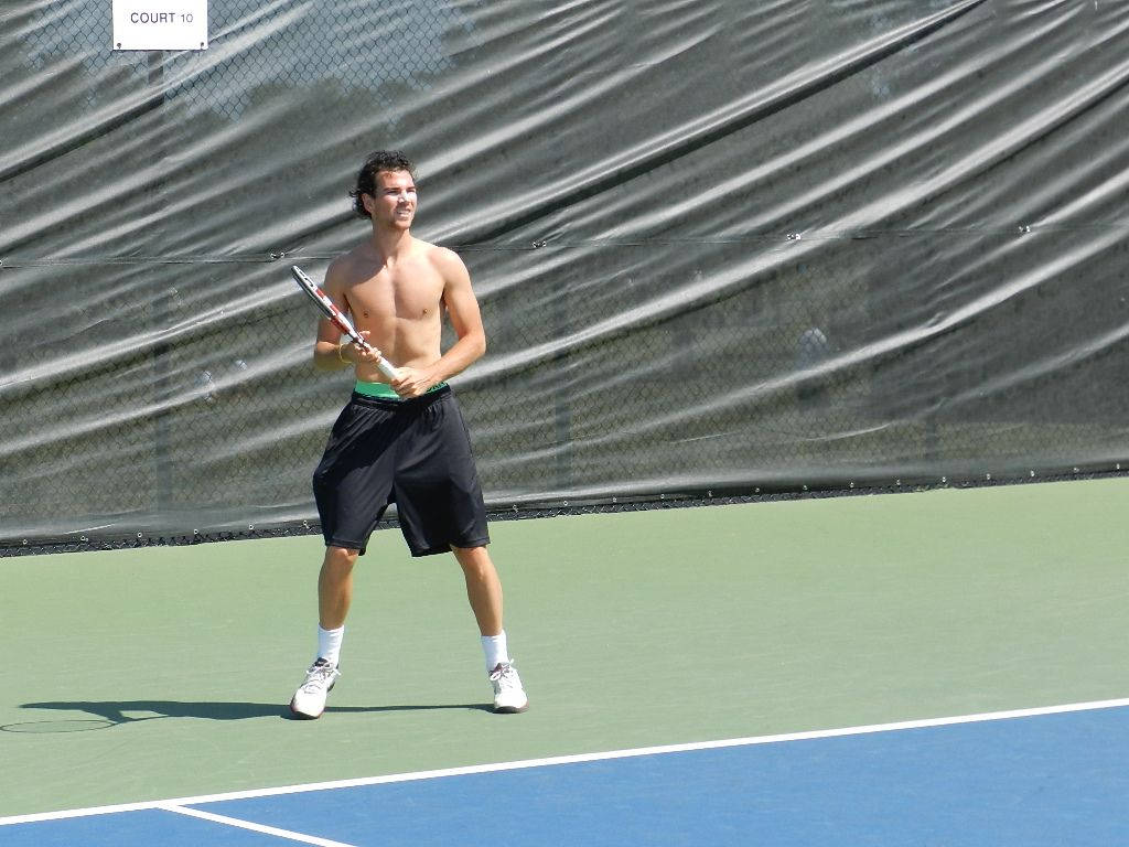 Professional Tennis Player Adrian Mannarino In Action Background