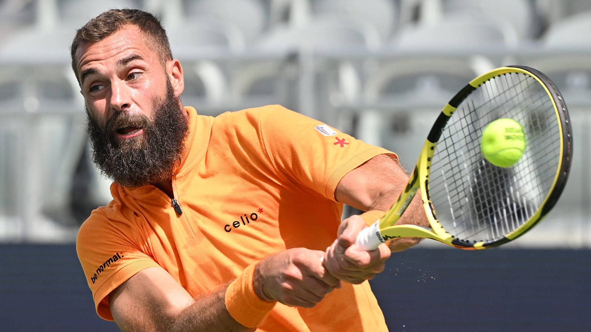 Professional Tennis Player Benoit Paire In Action. Background