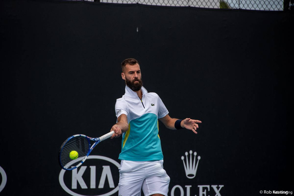 Professional Tennis Player Benoit Paire In Action Background