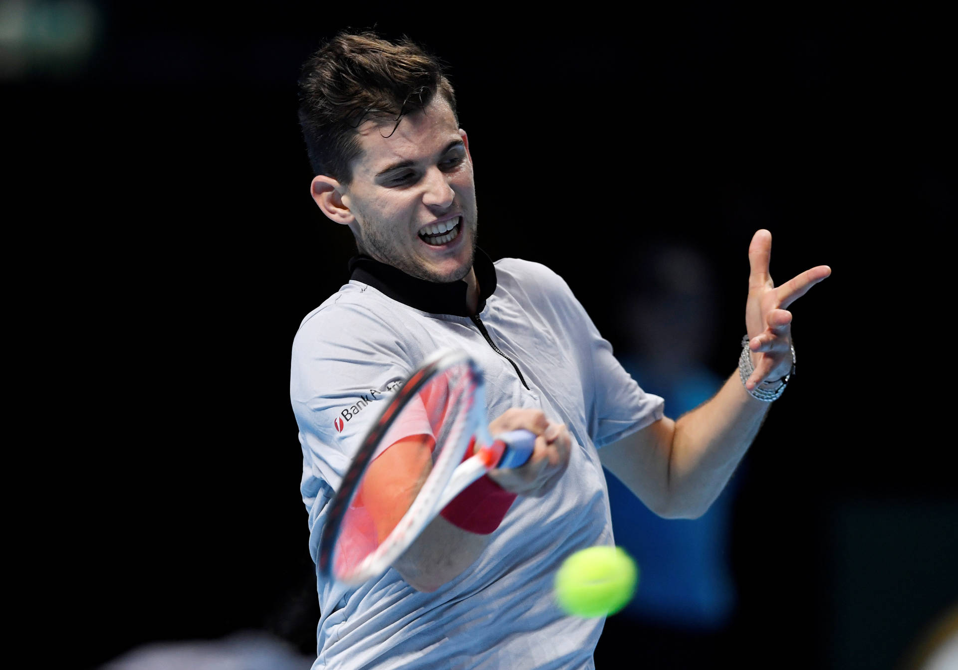 Professional Tennis Player Dominic Thiem In Action Background