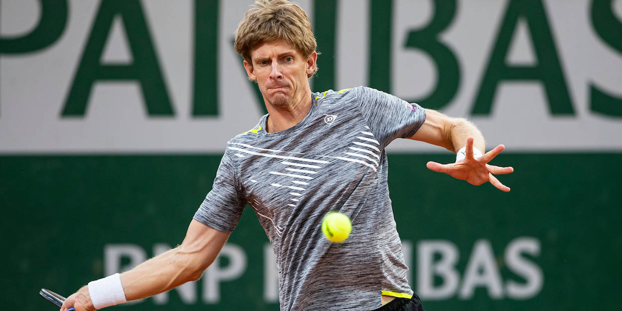 Professional Tennis Player Kevin Anderson In Action Background