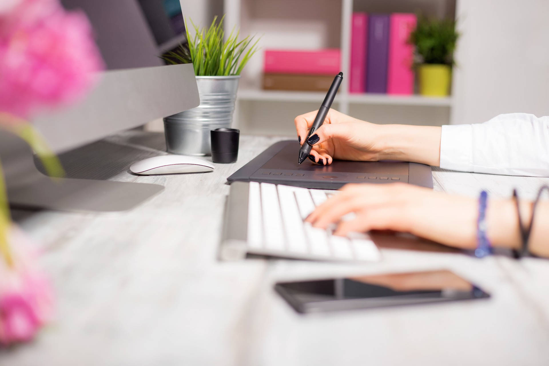 Professional Woman Creating Digital Content On Her Computer.