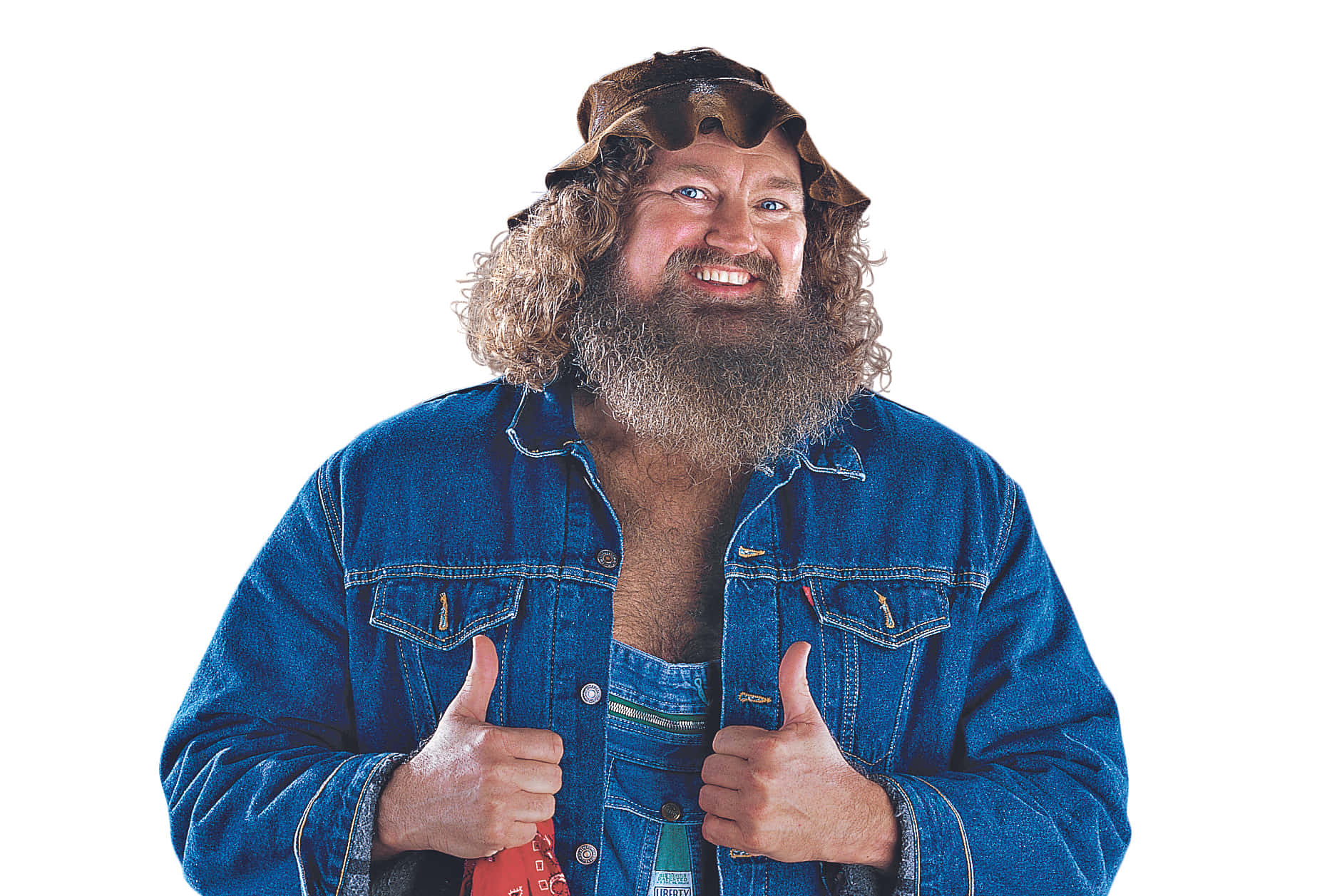 Professional Wrestler Hillbilly Jim Denim Outfit Background