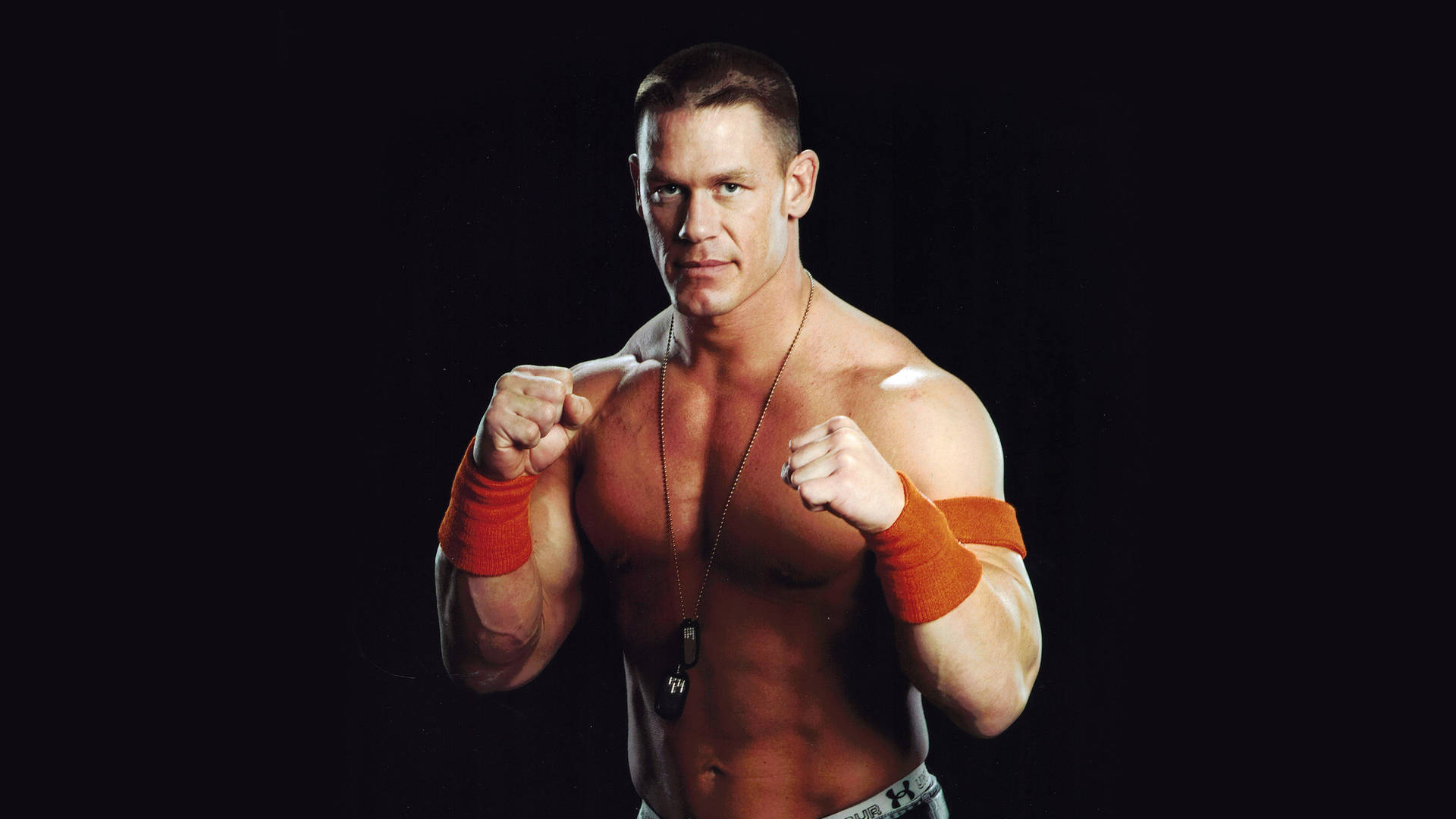 Professional Wrestler John Cena In Black Background