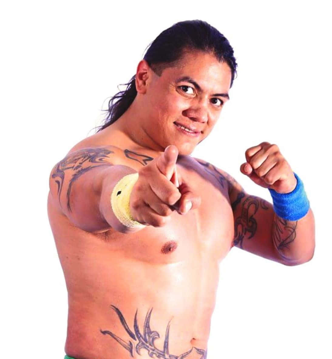 Professional Wrestler Pointingat Camera Background