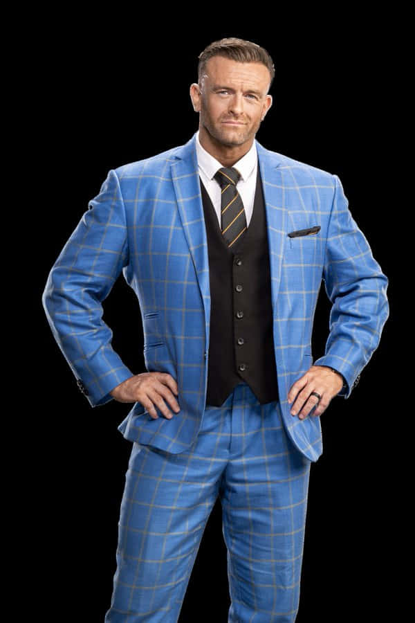 Professional Wrestlerin Blue Plaid Suit