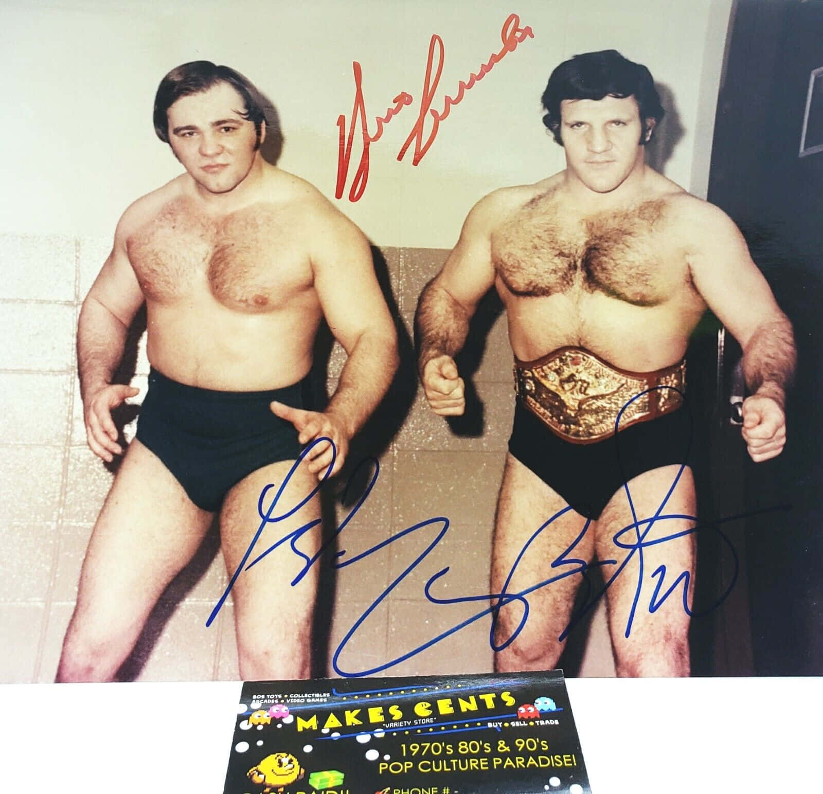 Professional Wrestlers Larry Zbyszko And Bruno Sammartino Background