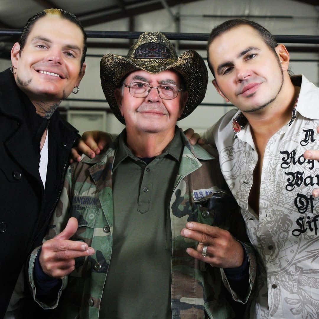 Professional Wrestlers Matt Hardy And Jeff Hardy With Father