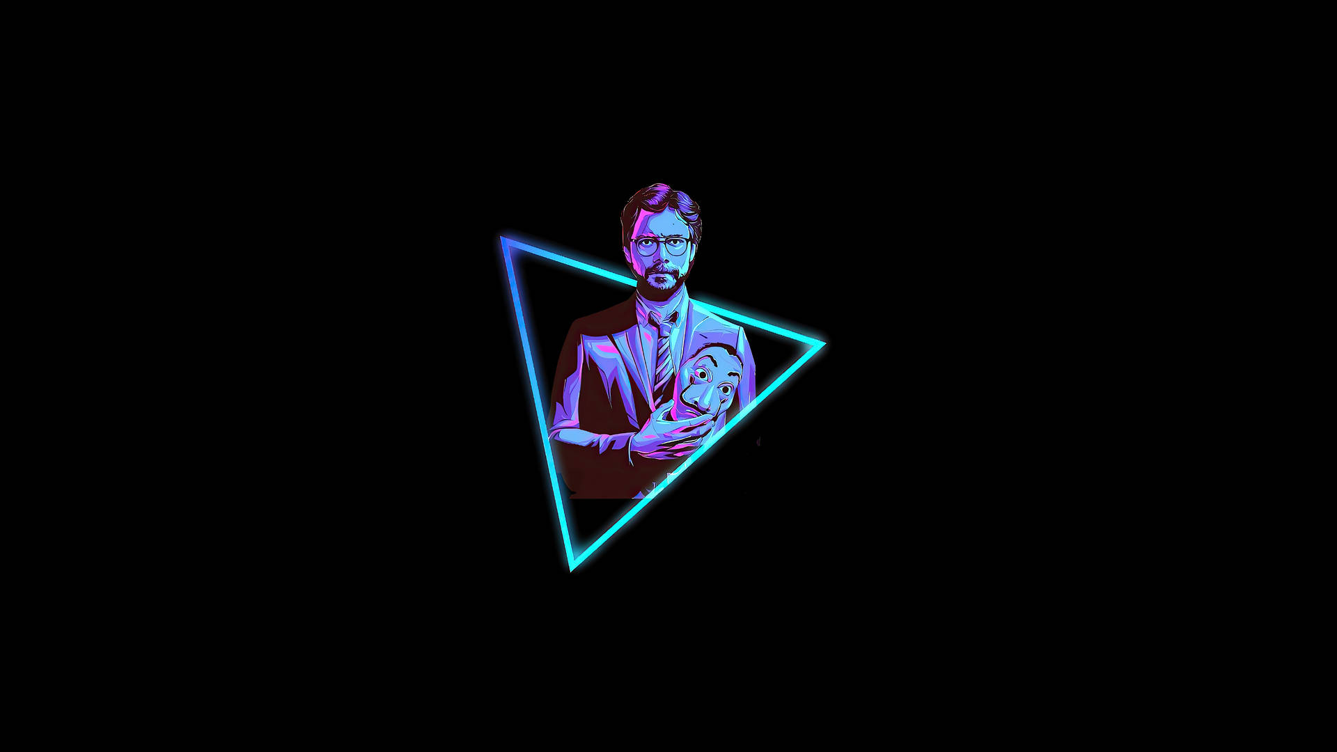 Professor Money Heist In Minimalistic Neon Background