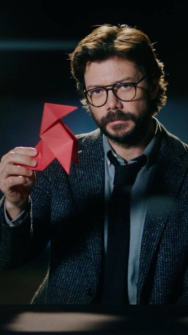 Professor With Origami Money Heist Portrait