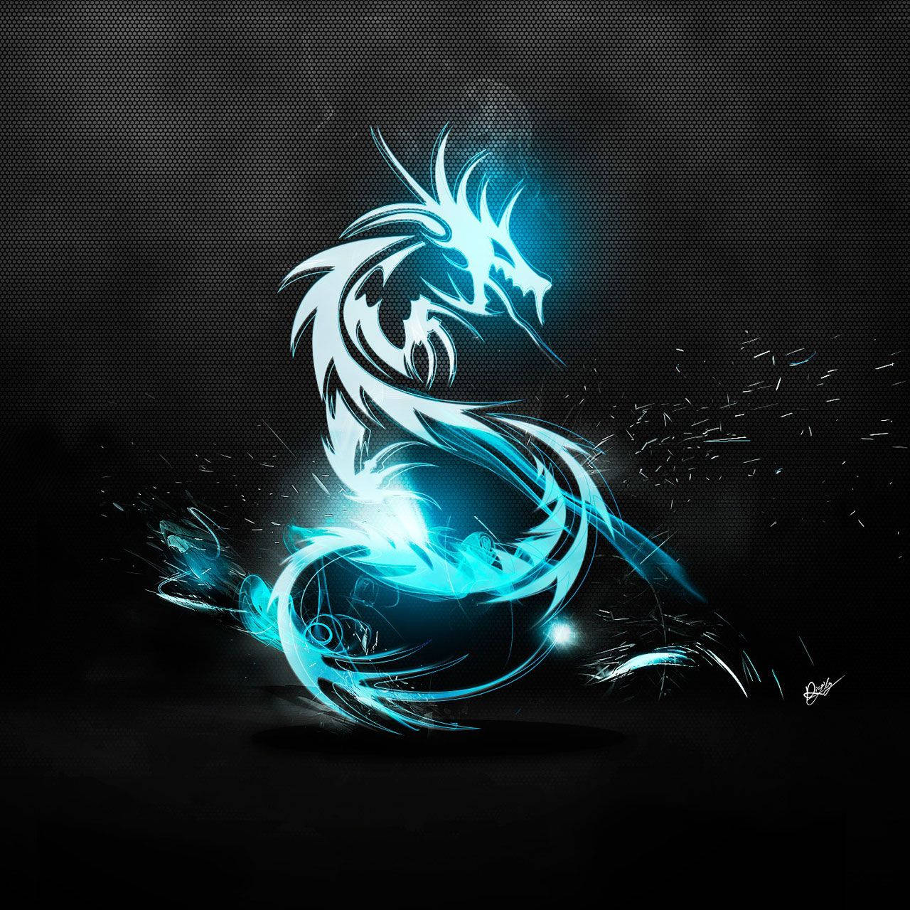 Profile Picture Neon Ice Blue Dragon Background