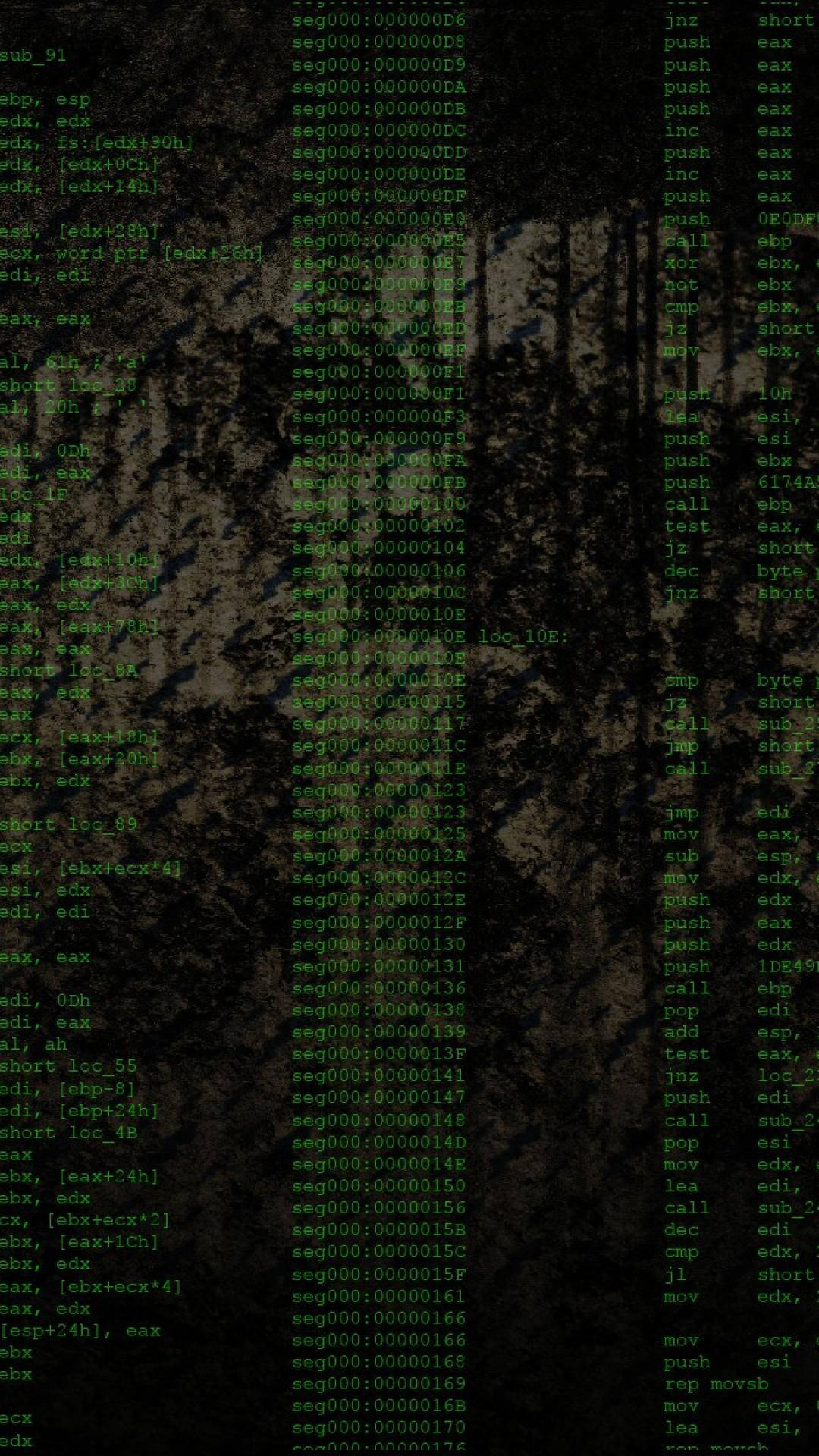 Programming Iphone Green Codes On Dirty Screen Background
