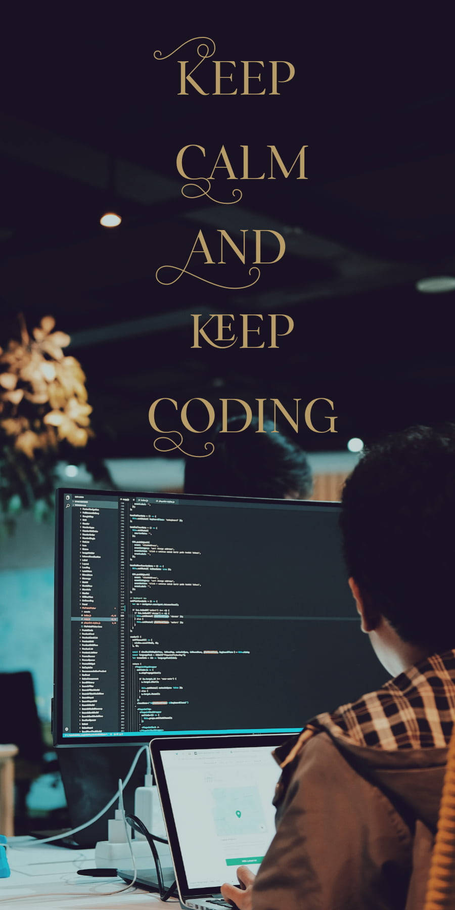 Programming Iphone Keep Calm And Keep Coding With Programmer Background