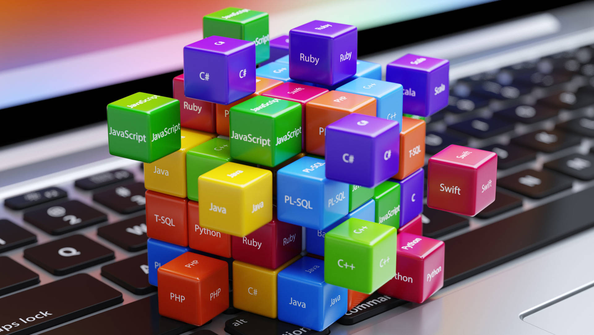 Programming Language Stacked Cubes Background