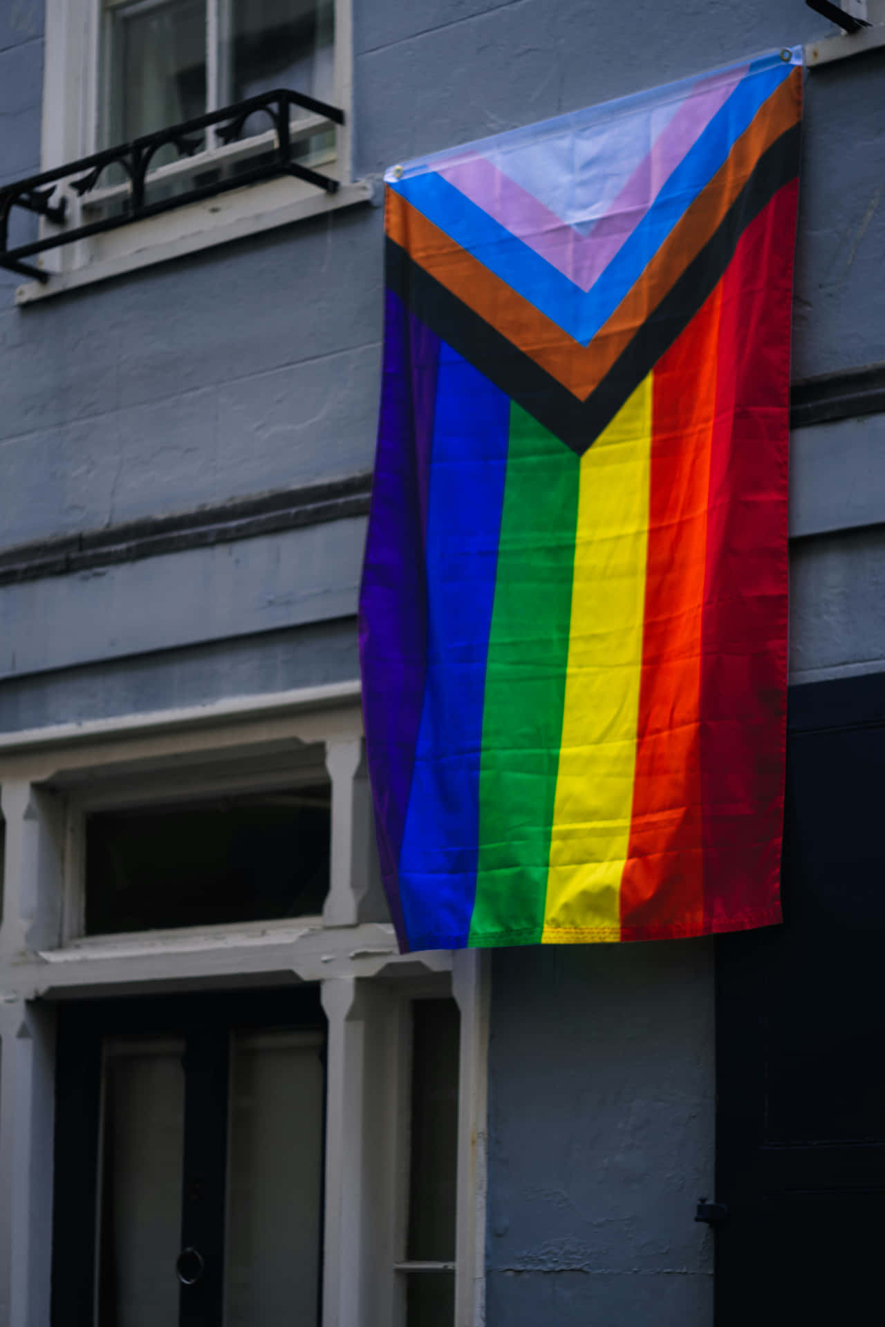 Progressive_ Pride_ Flag_ Displayed