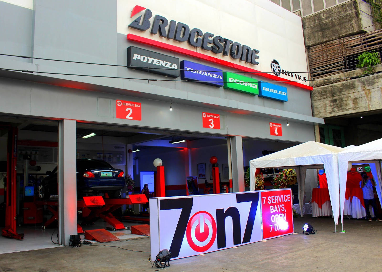 Prominent Bridgestone Tire Store Display Background