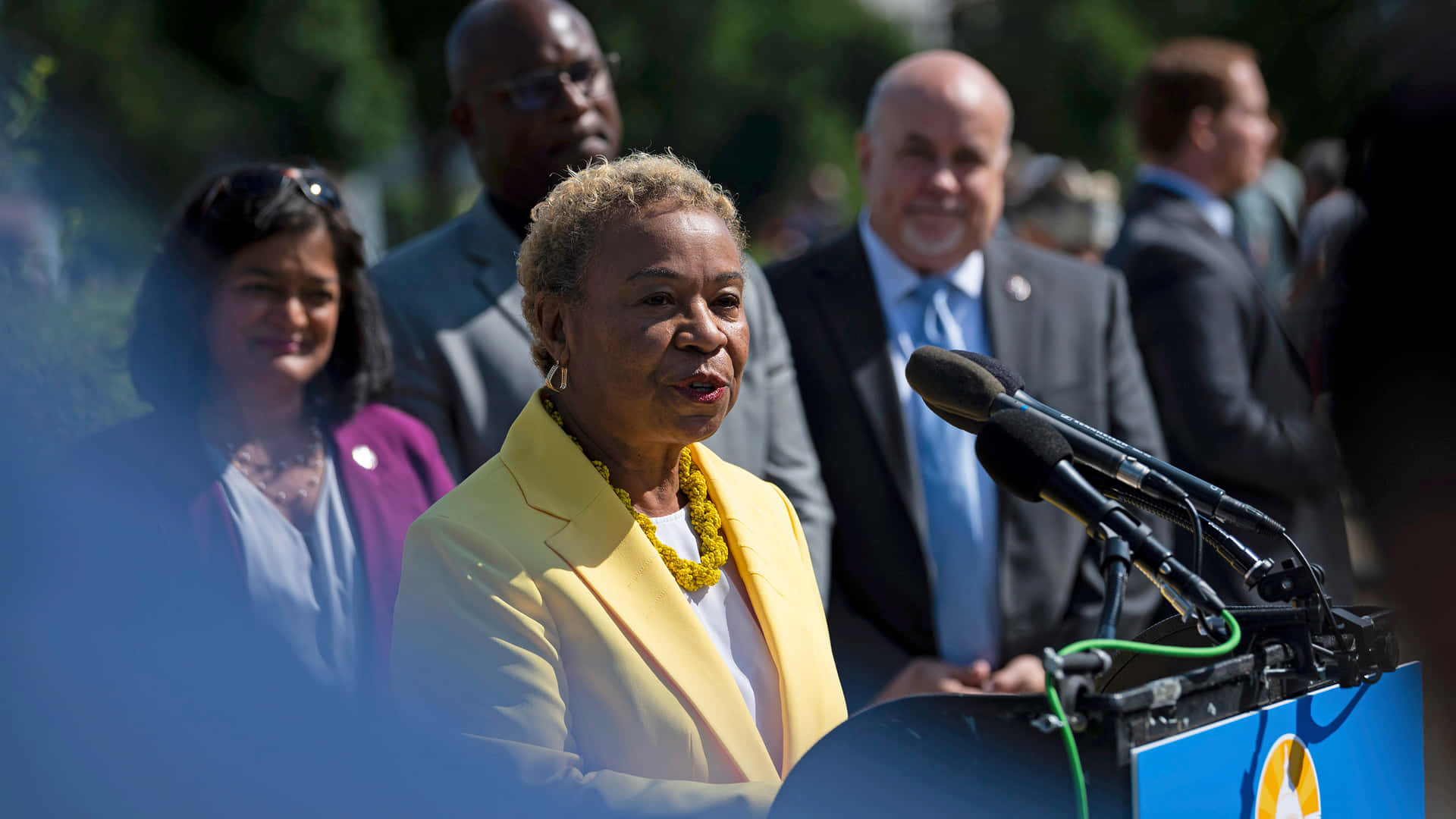 Prominent Politician Barbara Lee In Vibrant Yellow Suit Background