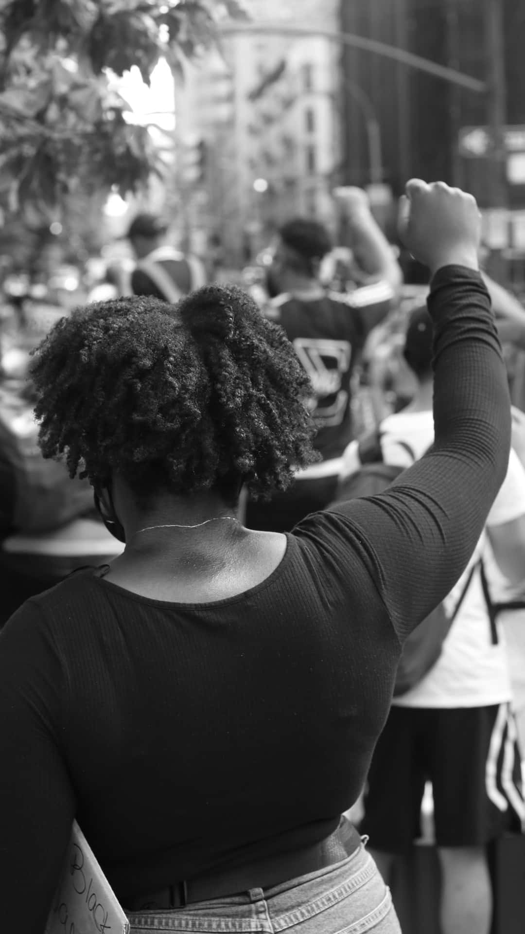 Protest Solidarity Fist Raised Blackand White Background
