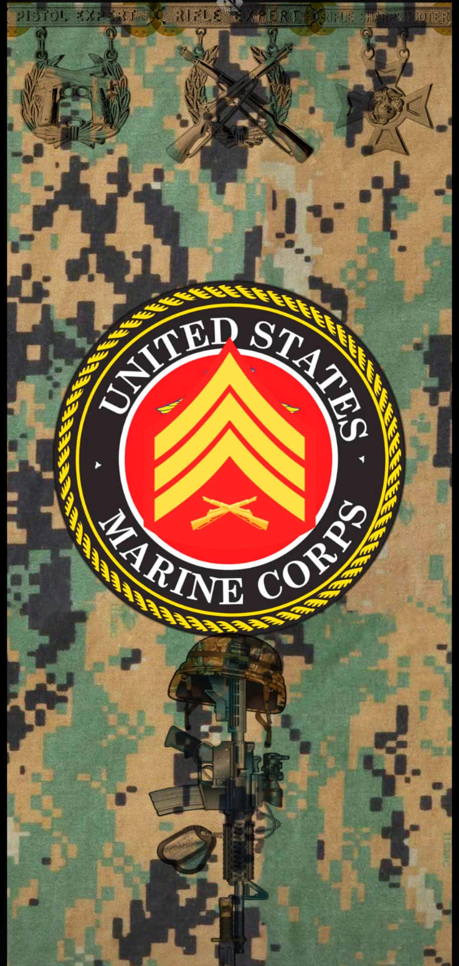 Proud United States Marine At Attention Background