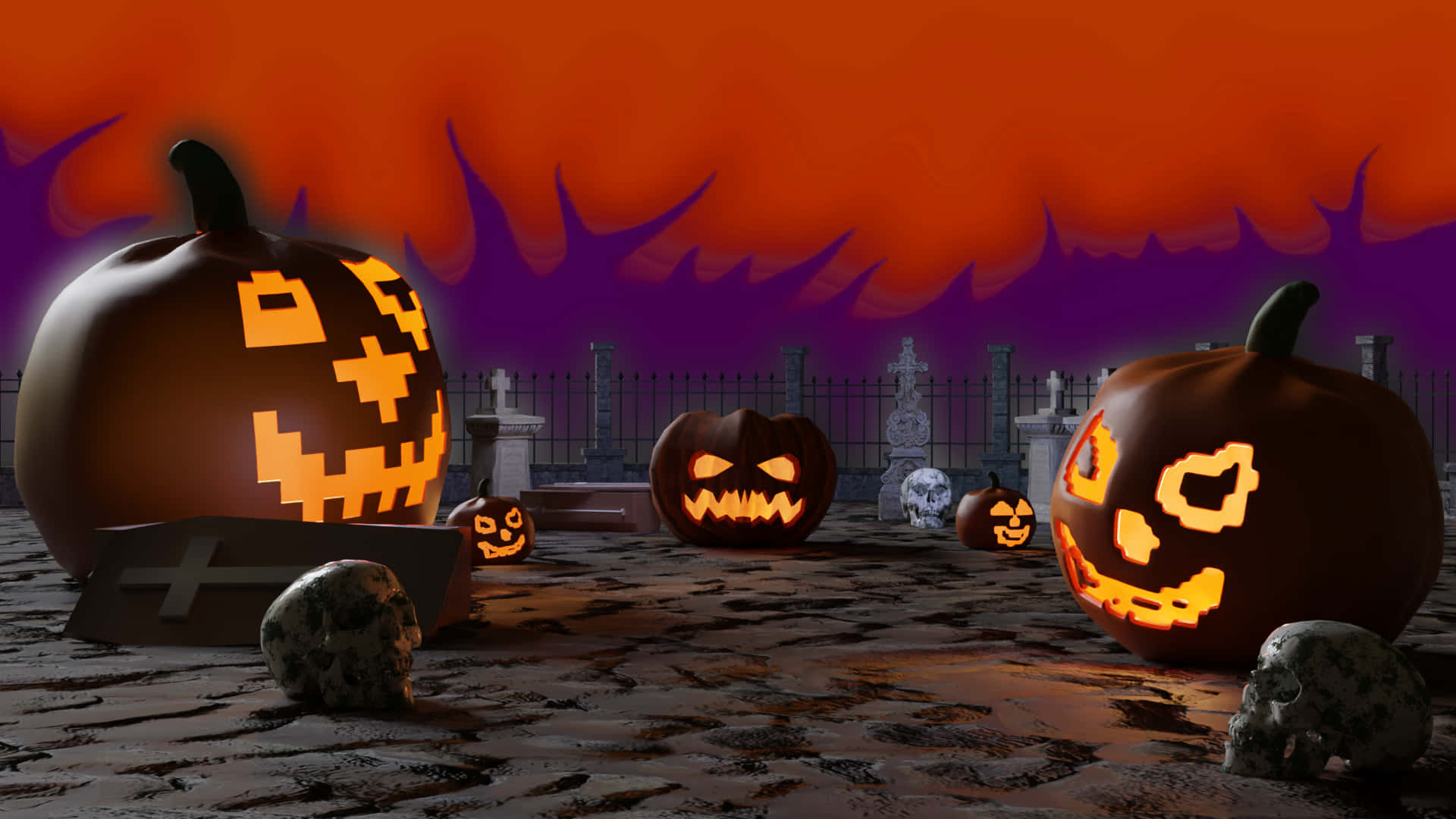 Proudly Decorated Home For Halloween Background