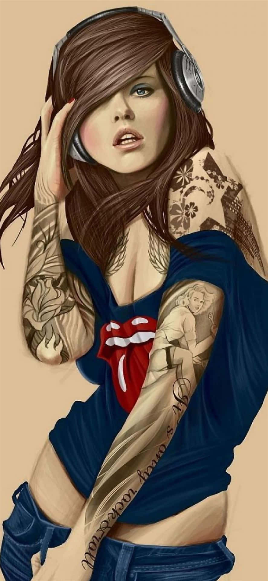 Provocative Woman In An Artwork Background