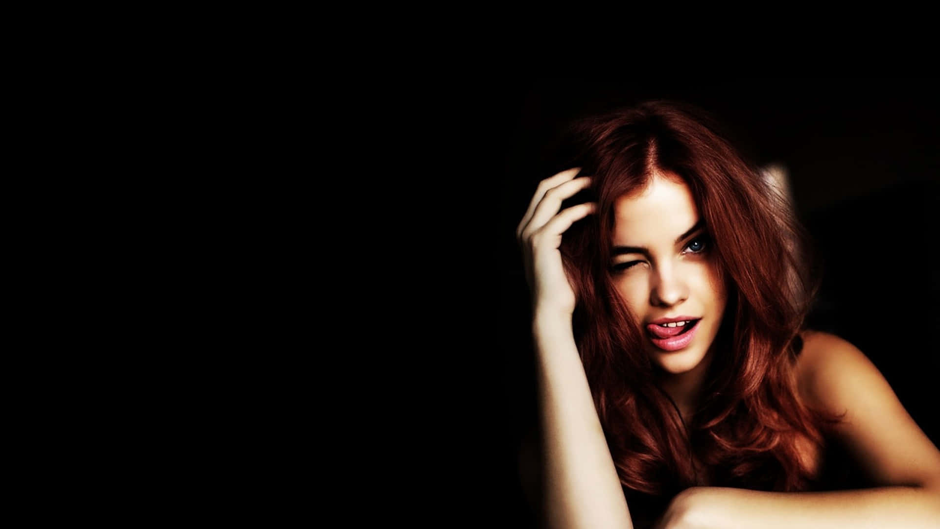 Provocative Woman Teasing Pose Background