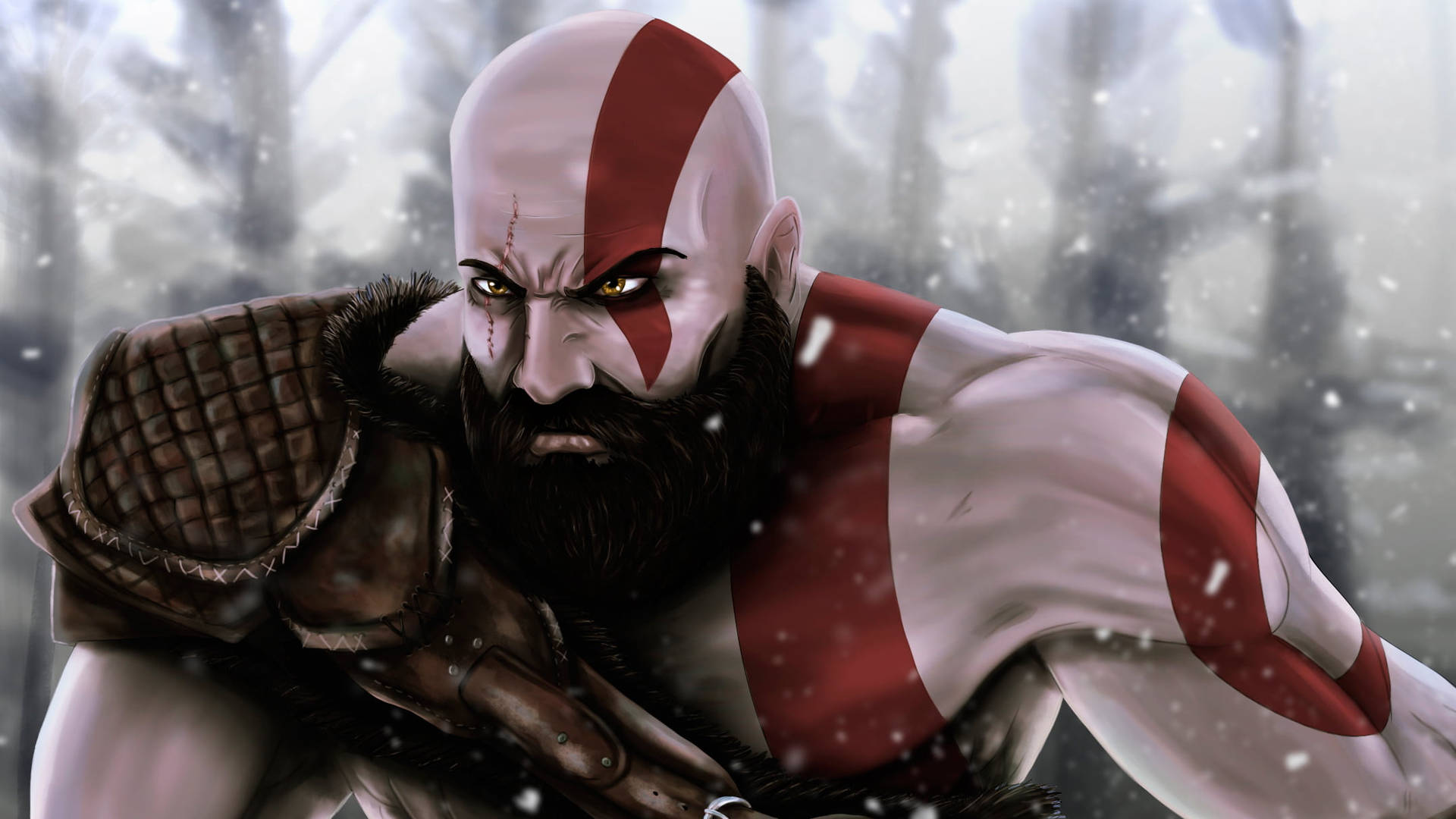 Ps4 Kratos Digital Art Background