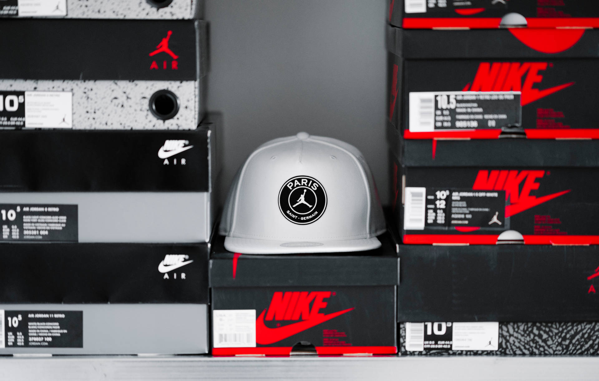 Psg Cap And Nike Boxes Background