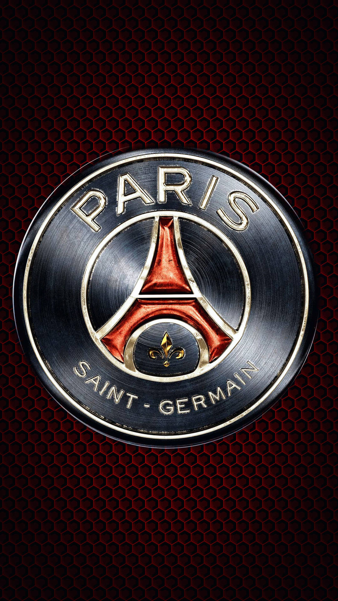 Psg Logo Metal In Red Background