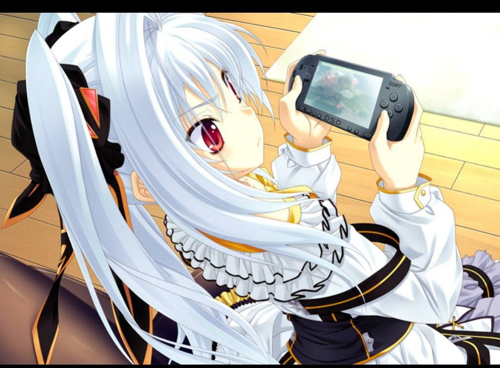 Psp Anime Girl White Aesthetic Playing Background