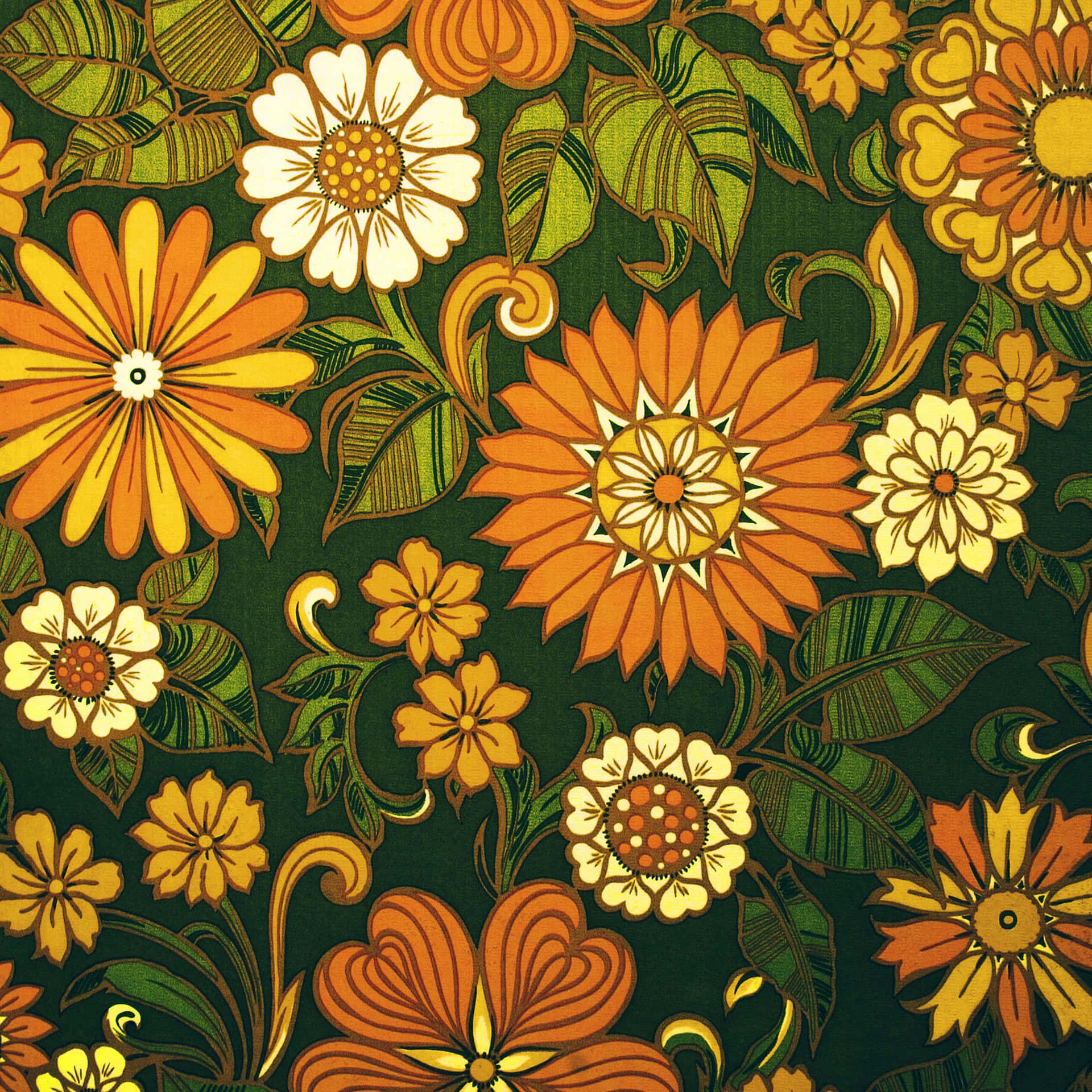 Psychedelic 70s Explosion Of Colors Background
