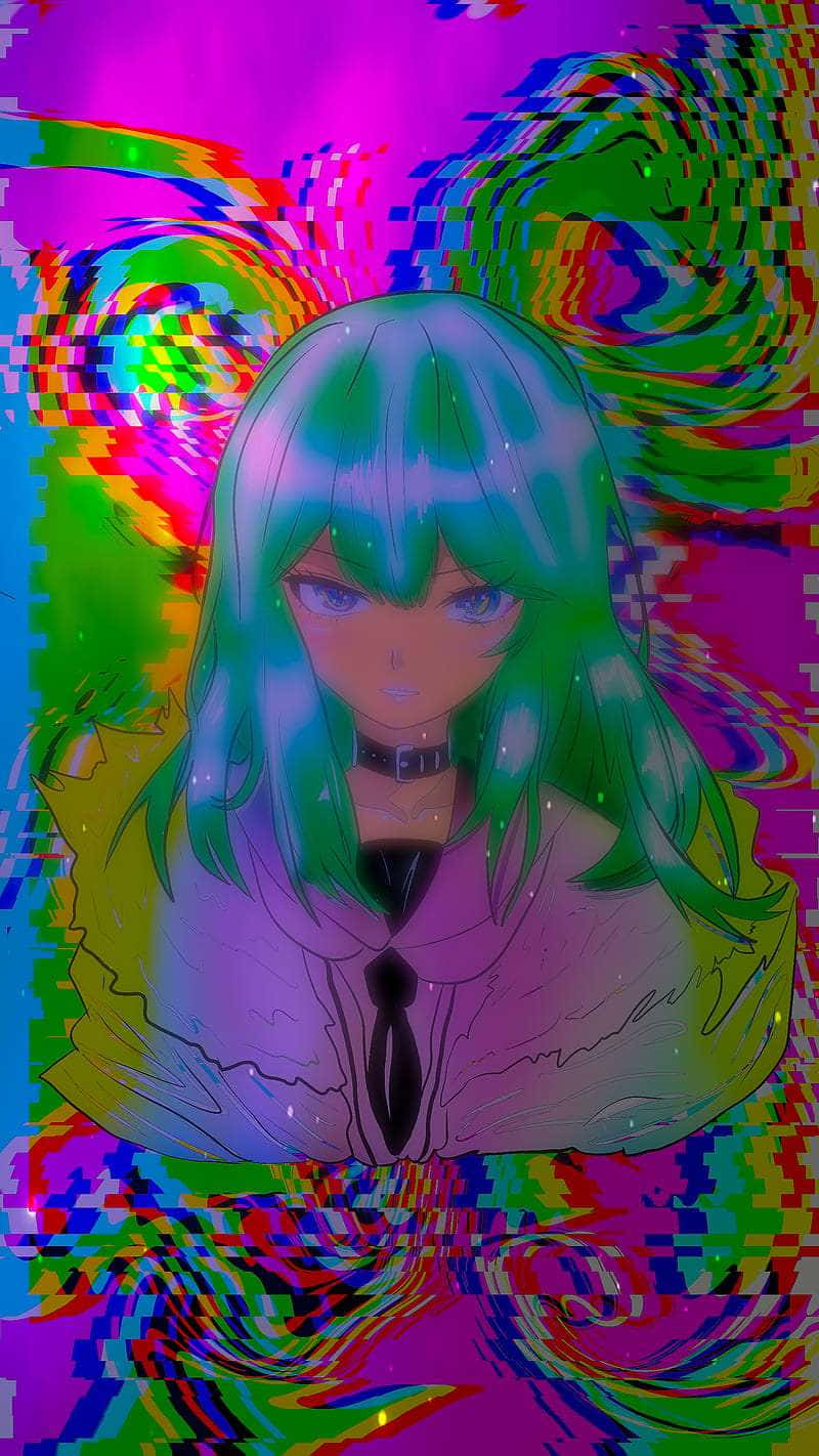 Psychedelic_ Anime_ Character_ Glitch_ Art Background