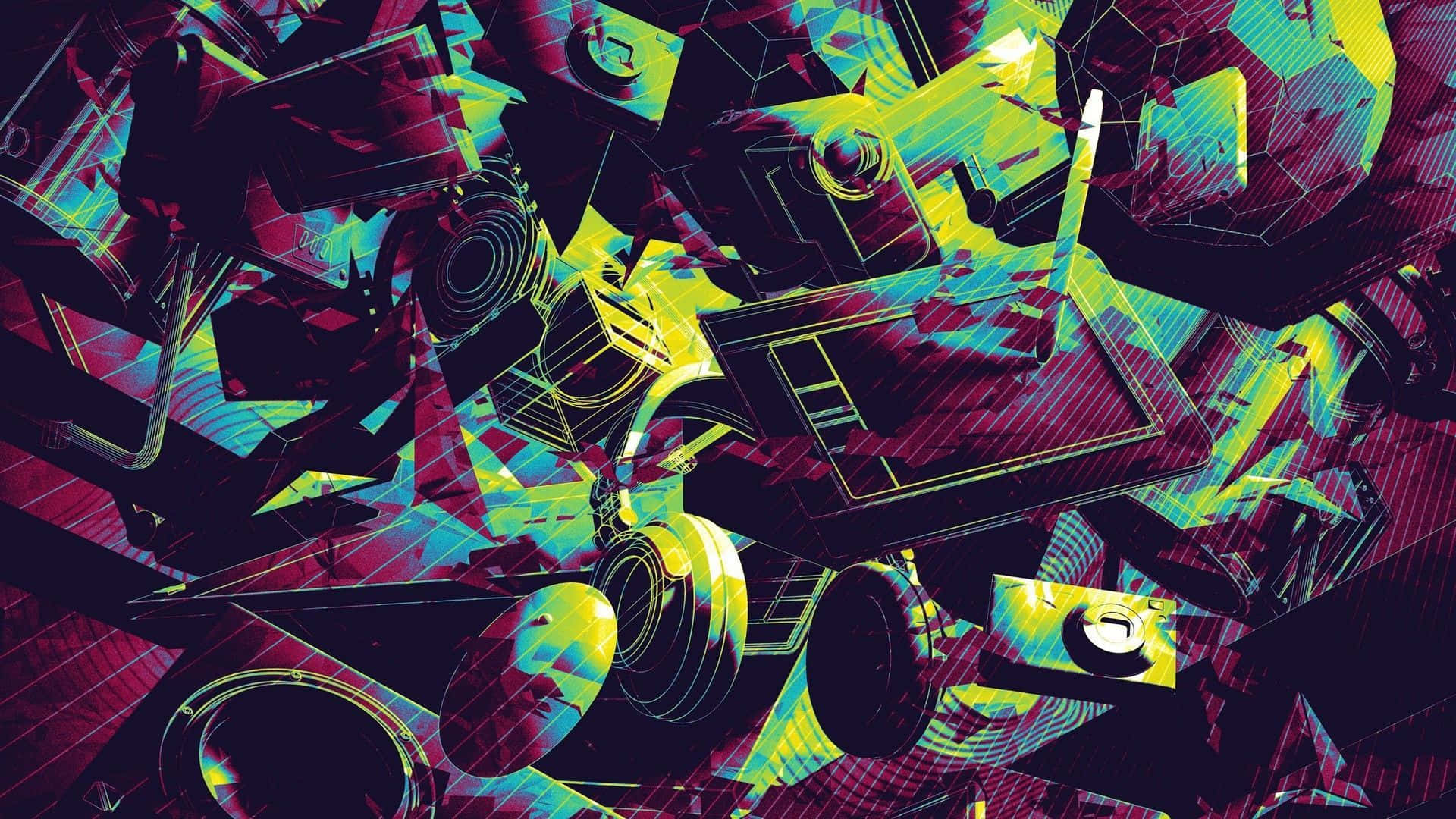 Psychedelic Grunge Background In Vibrant Hues Background