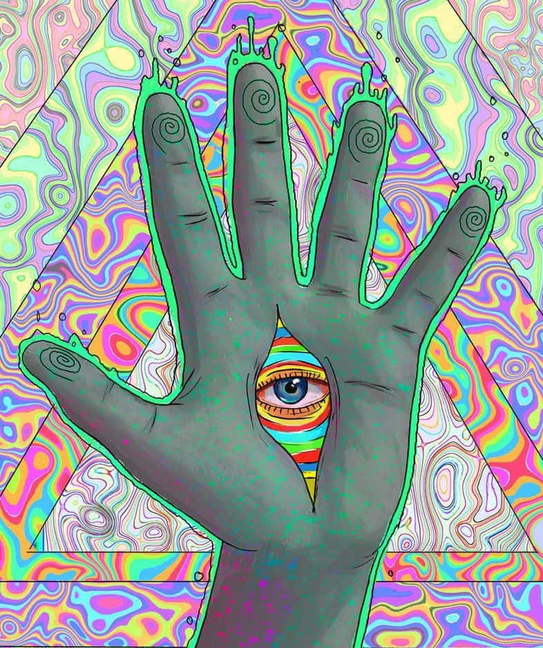 Psychedelic Hand With An All Seeing Eye Background
