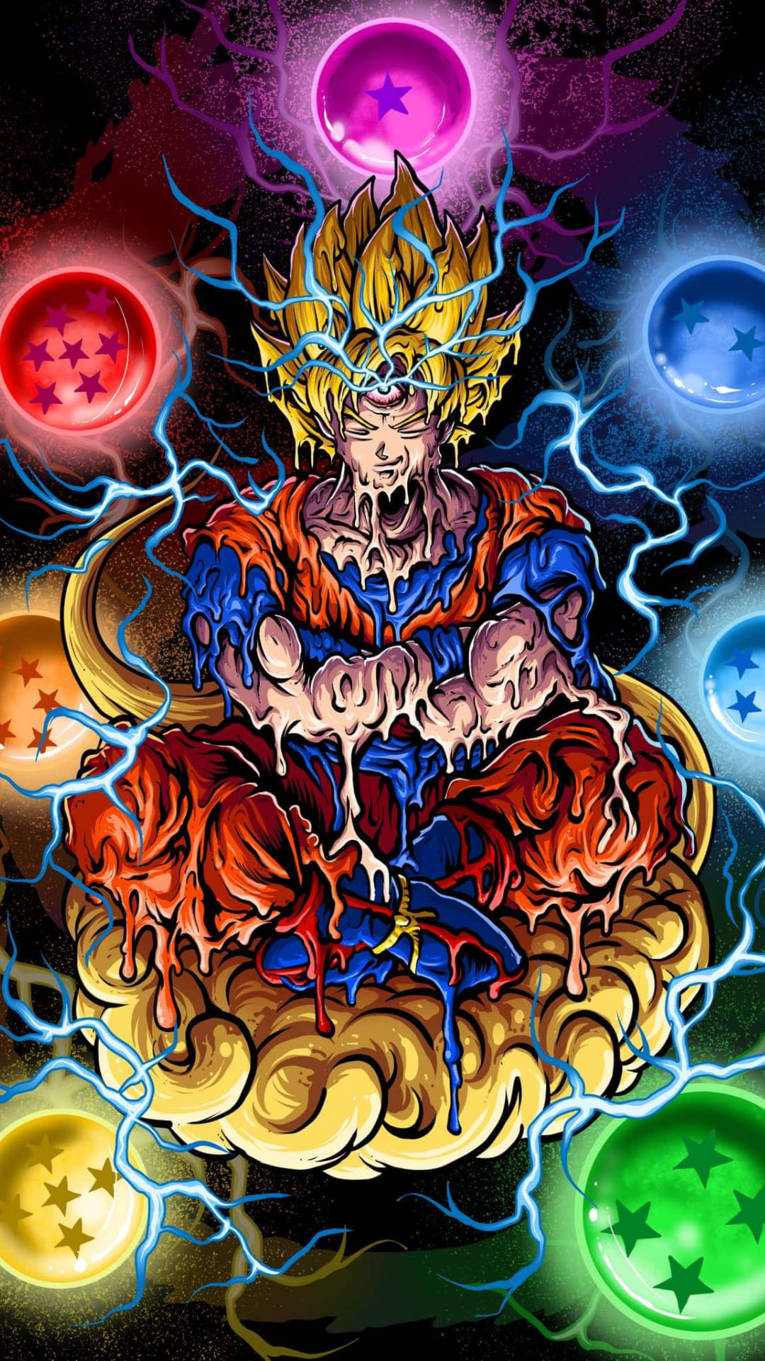 Psychedelic Iphone Melting Goku Background