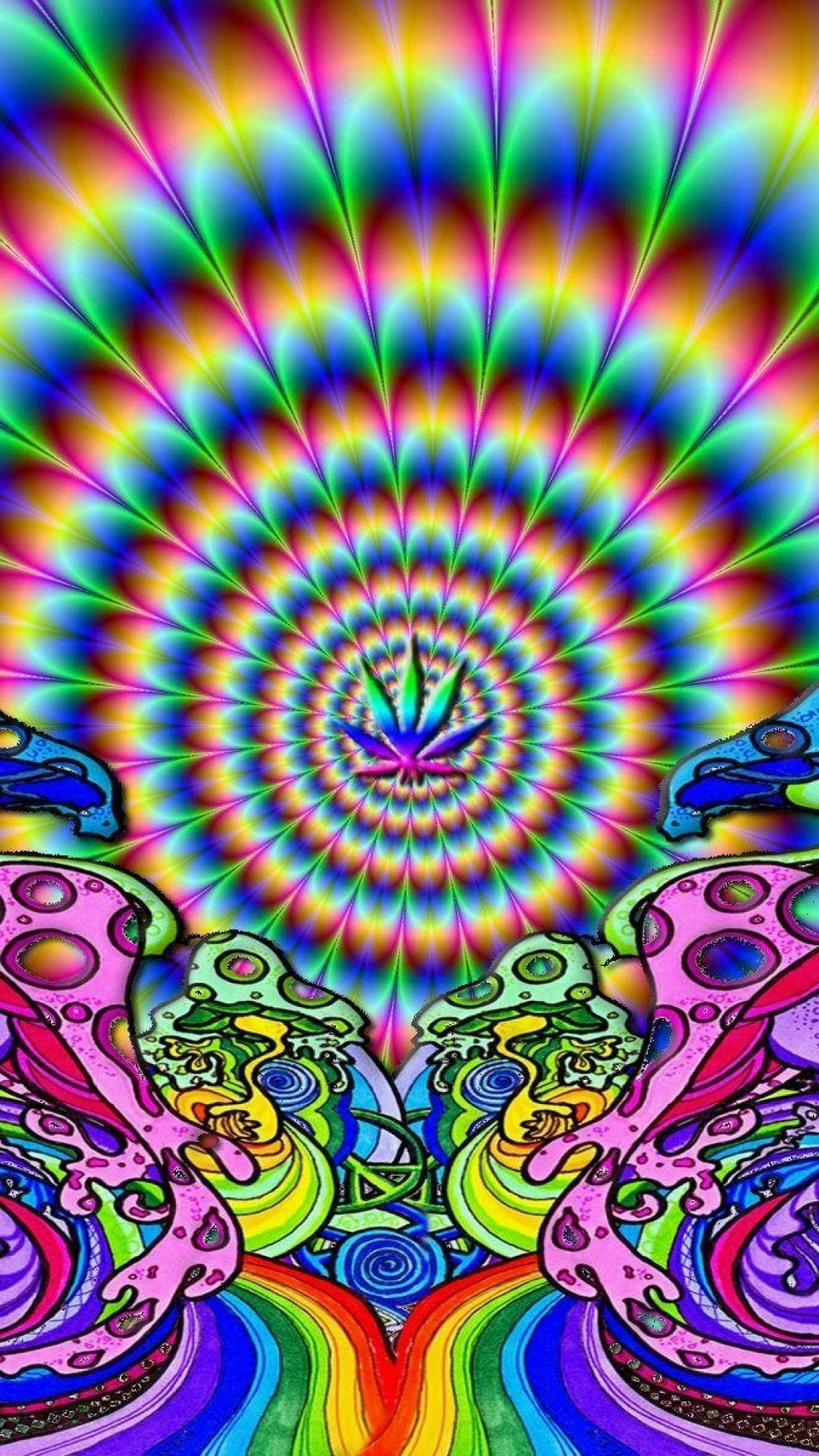 Psychedelic Iphone Weed And Tunnel Background