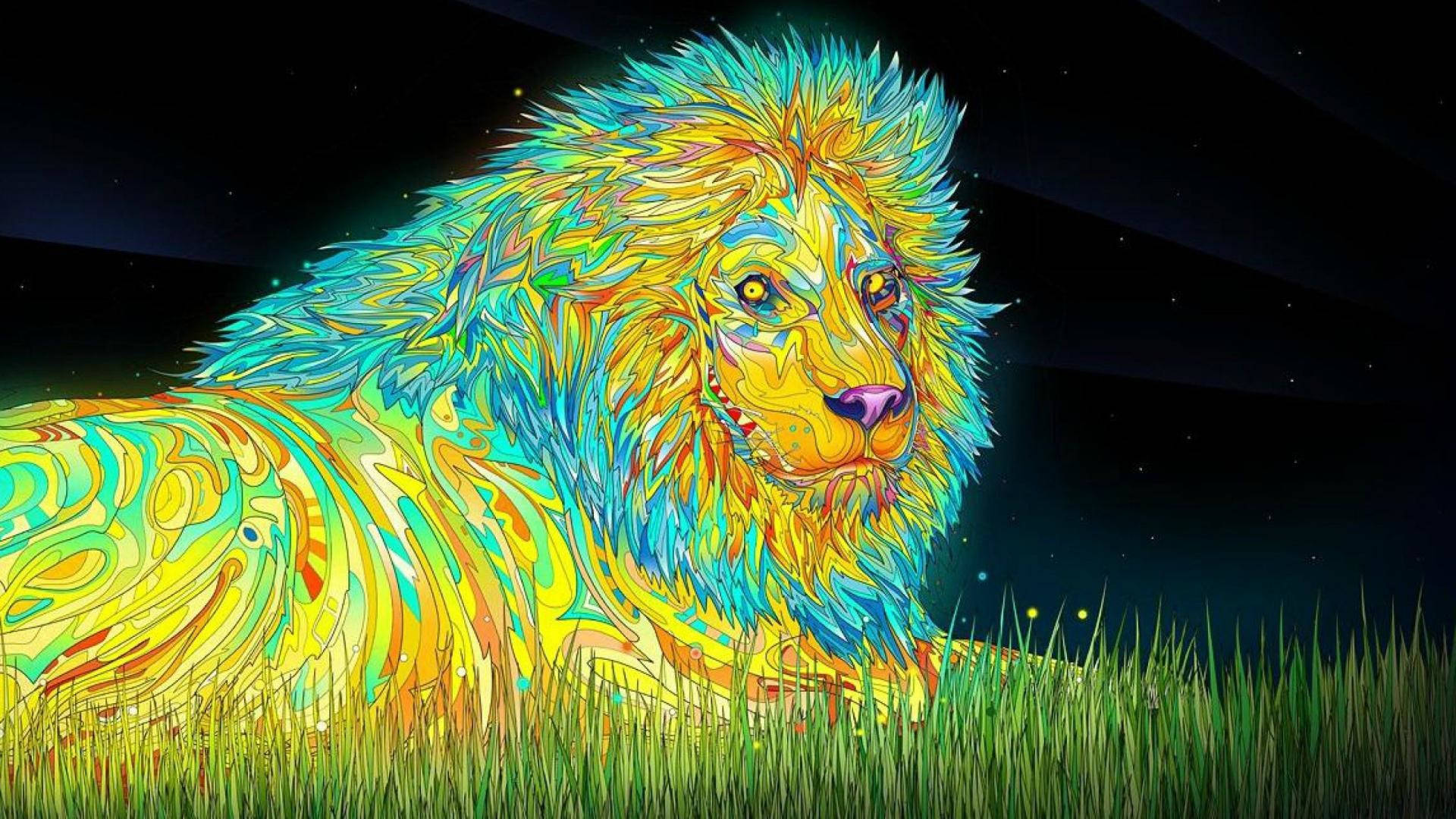 Psychedelic Lion Art Background