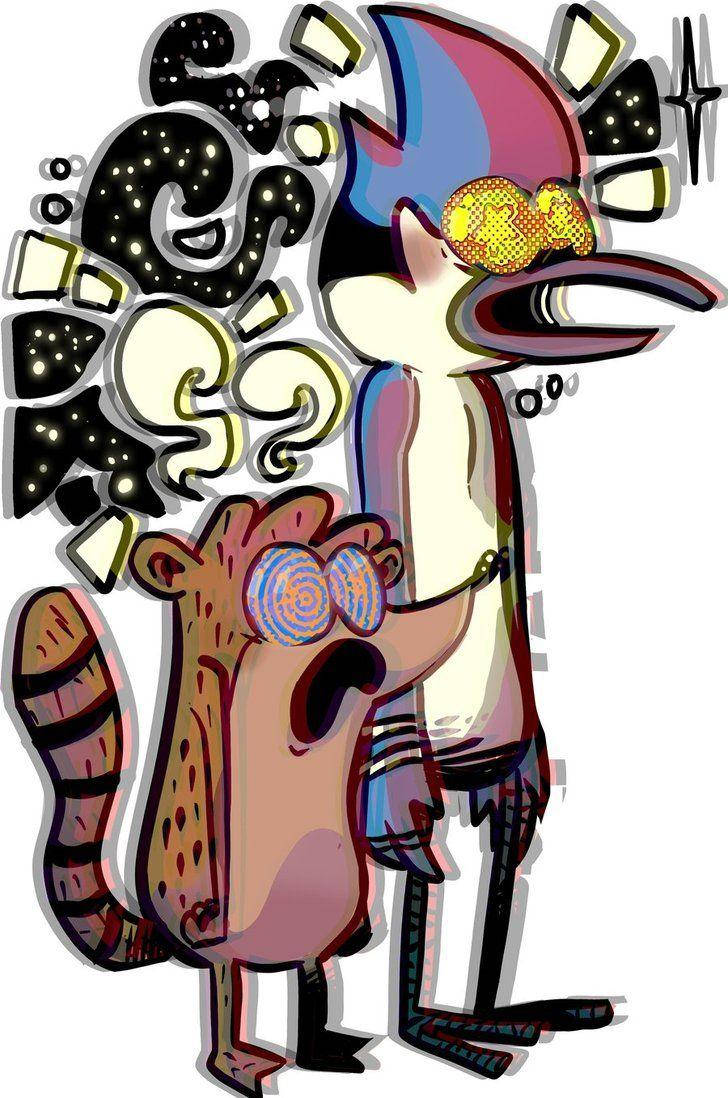 Psychedelic Mordecai And Rigby Background