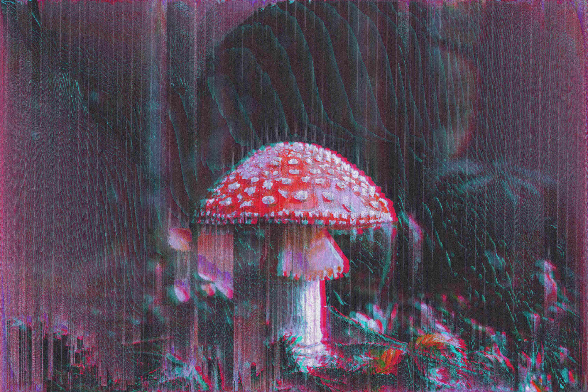 Psychedelic Mushroom Glitch Art Background