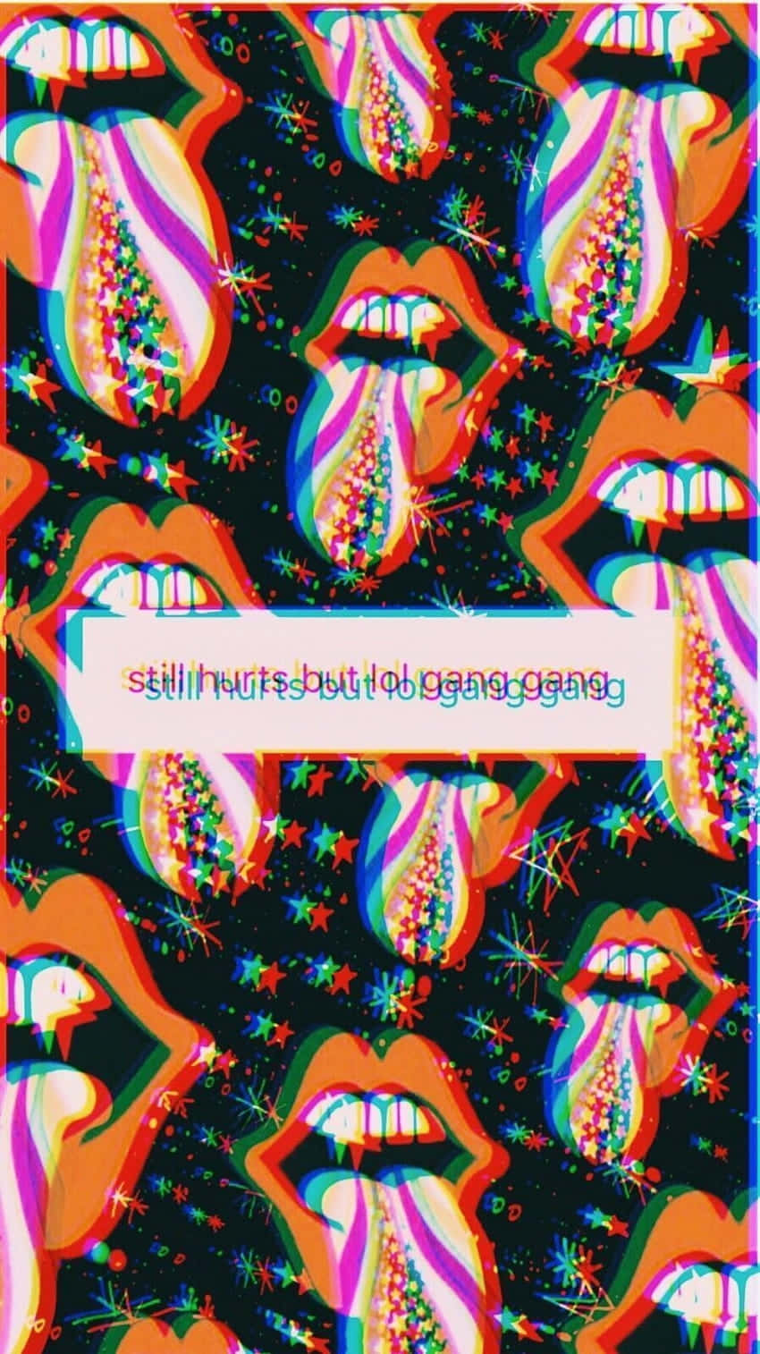 Psychedelic Orange Lips Pattern Background