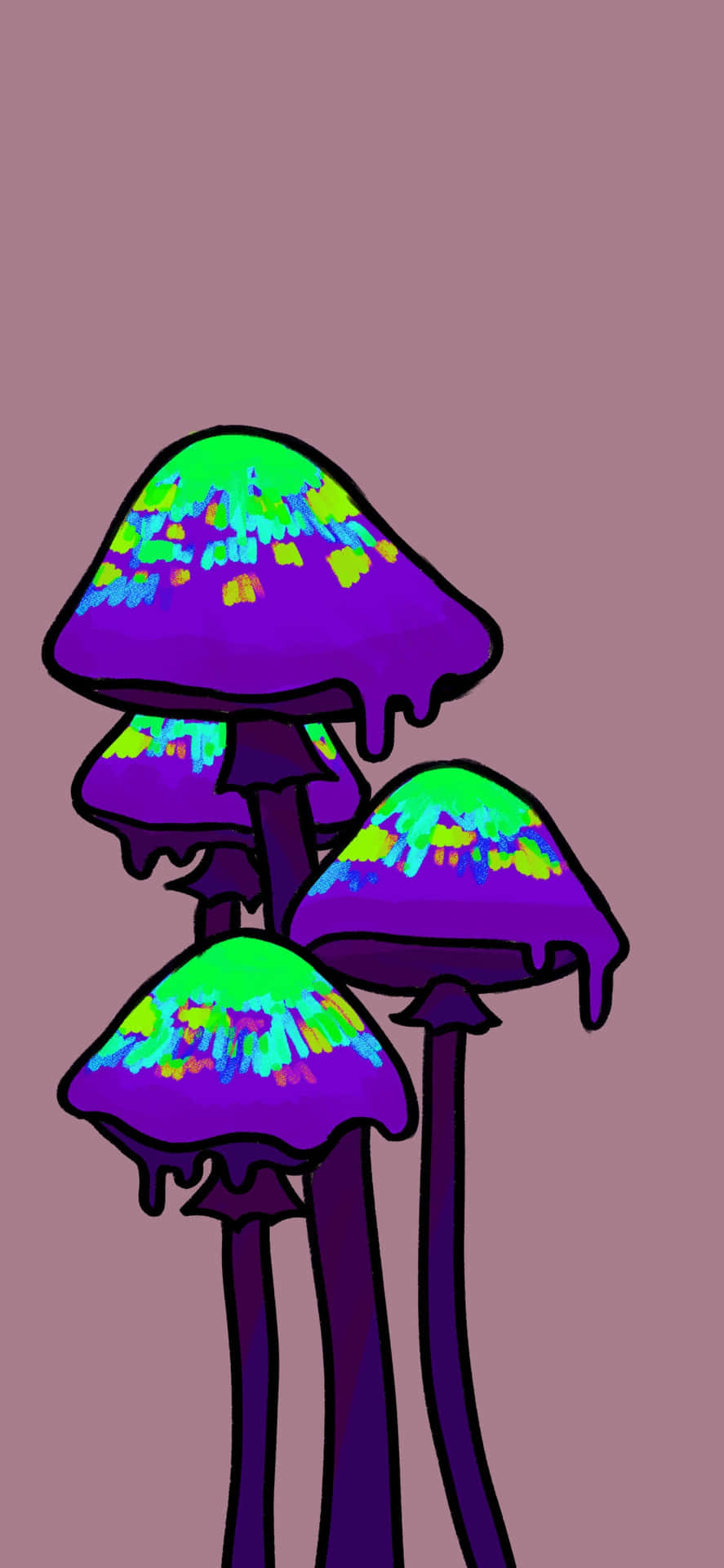 Psychedelic Purple Mushrooms Art Background