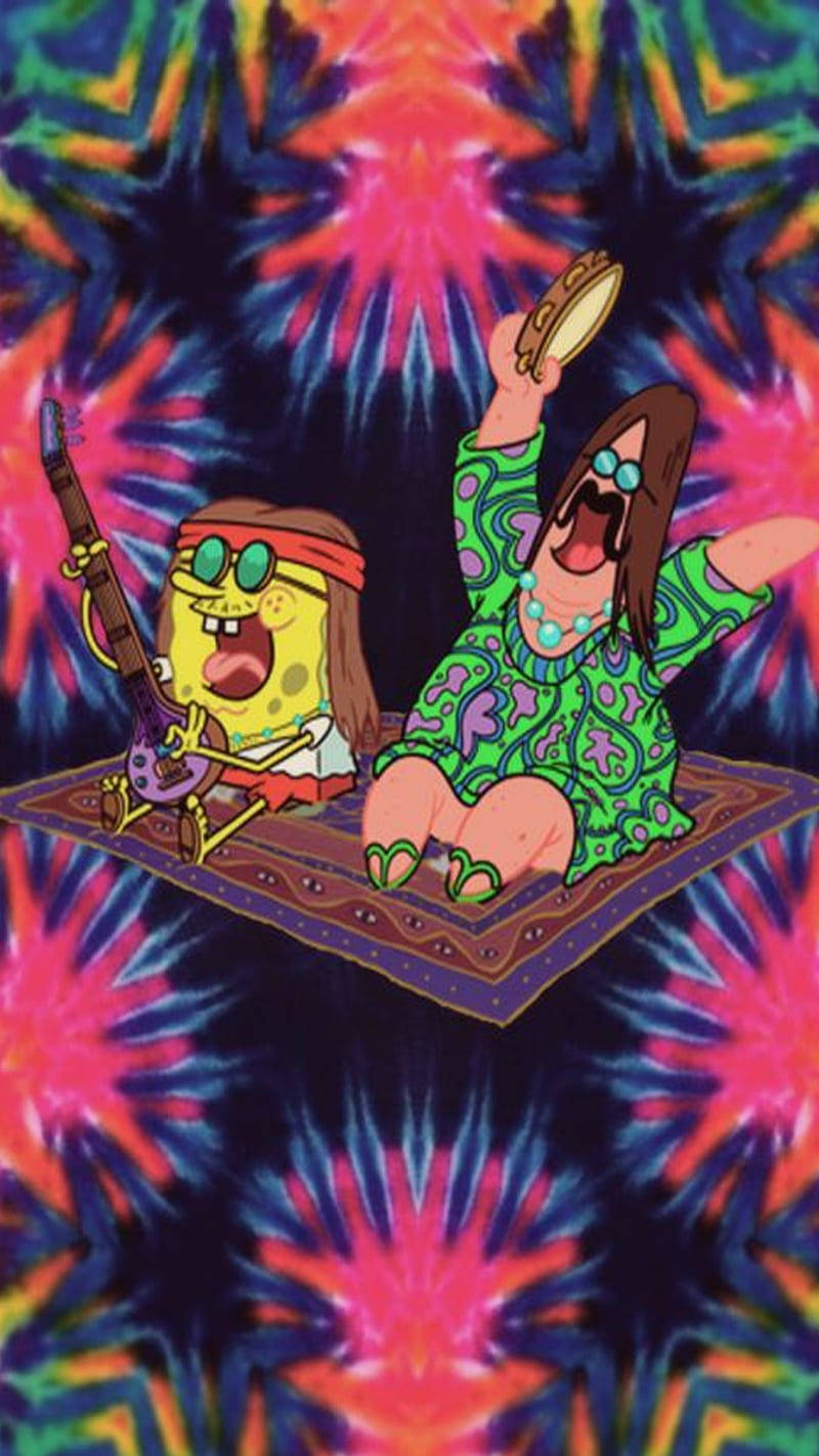 Psychedelic Spongebob And Patrick Phone Background