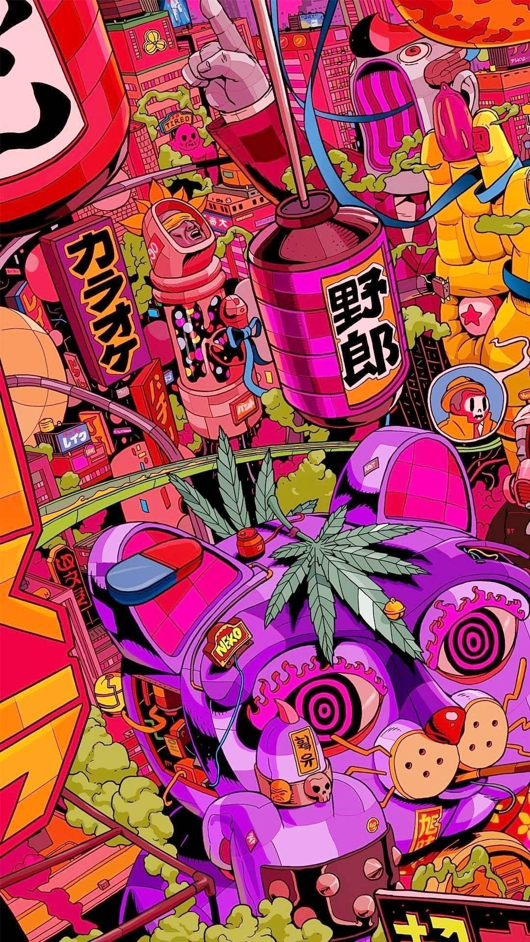 Psychedelic Stoned Cartoon Background