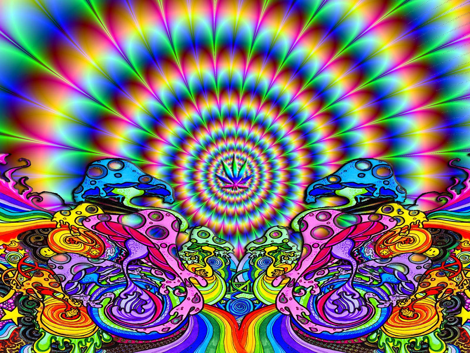 Psychedelic Trippy Mushrooms Art Background