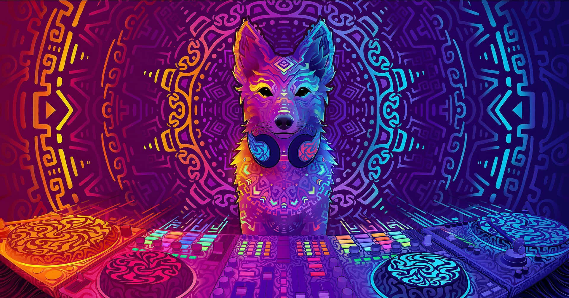 Psychedelic Wolf D Jat Disco Background