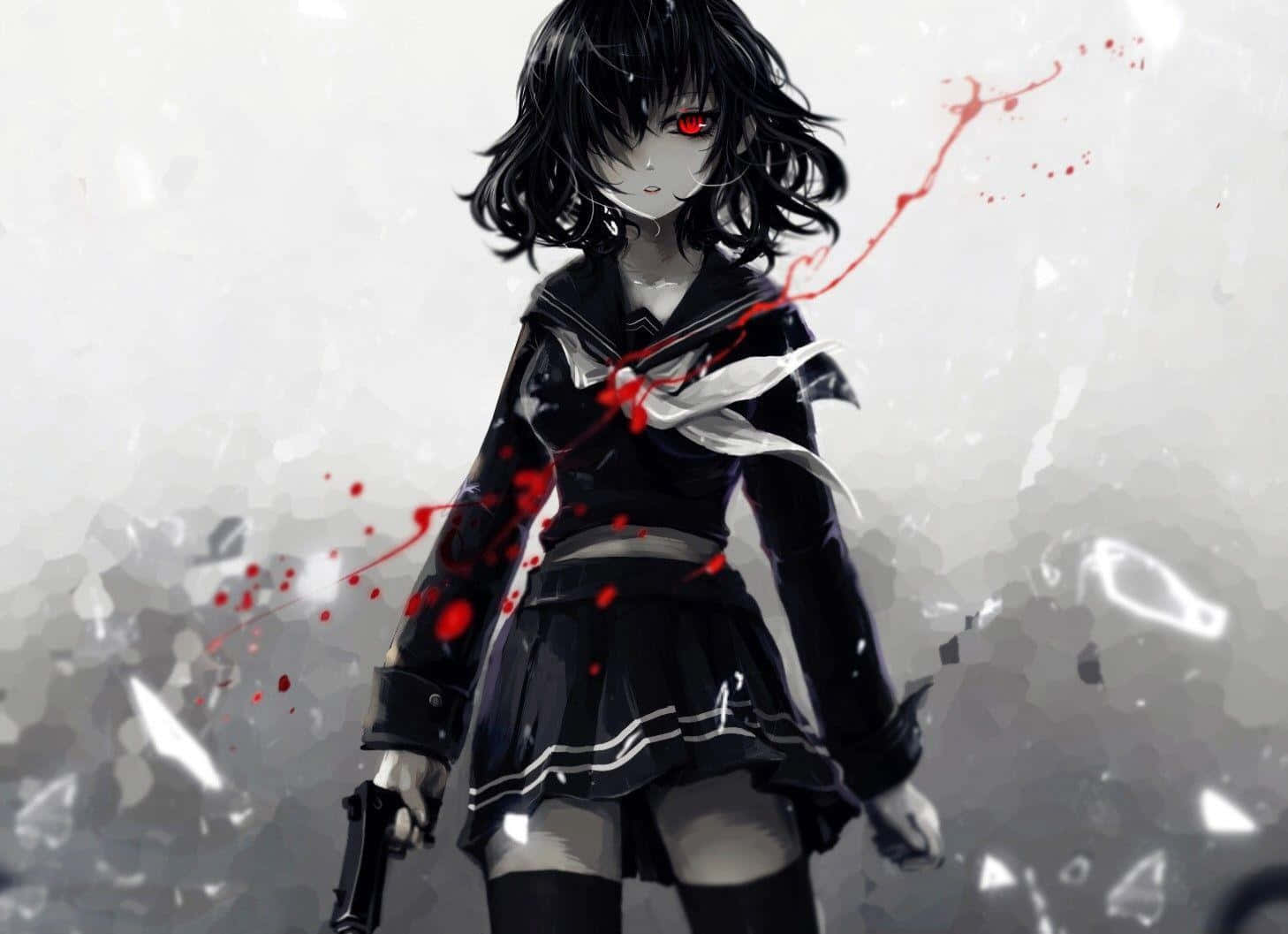 Psycho Anime Girl Lurking In The Shadows Of The City Background