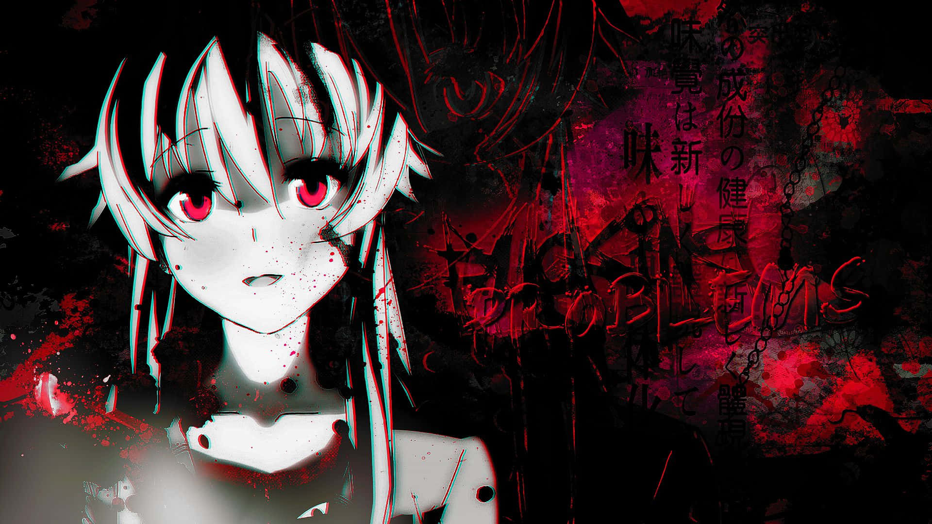 Psycho Anime Girl Lurks In The Shadows Background