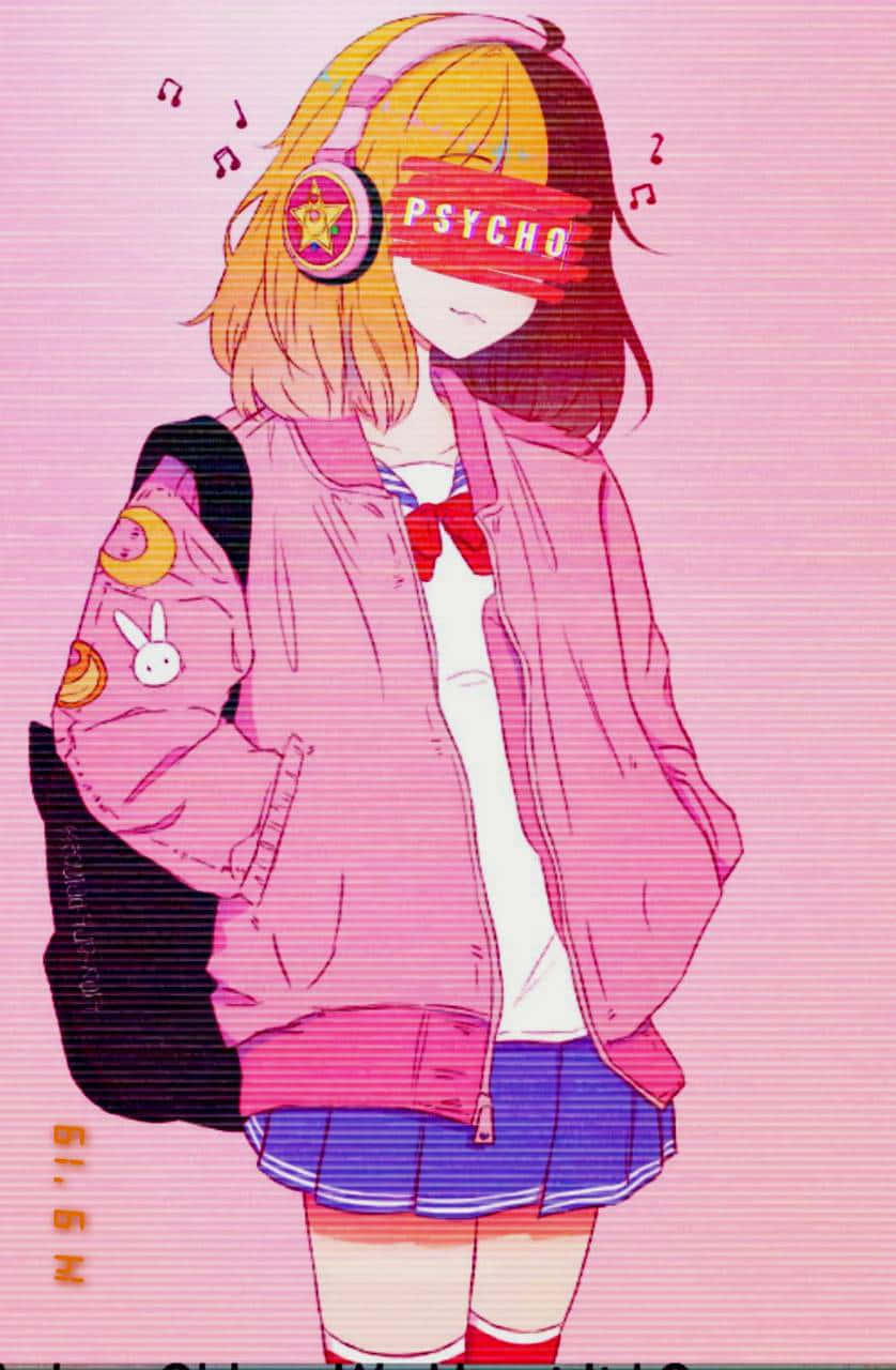 Psycho Anime Girl With Piercing Glare Background