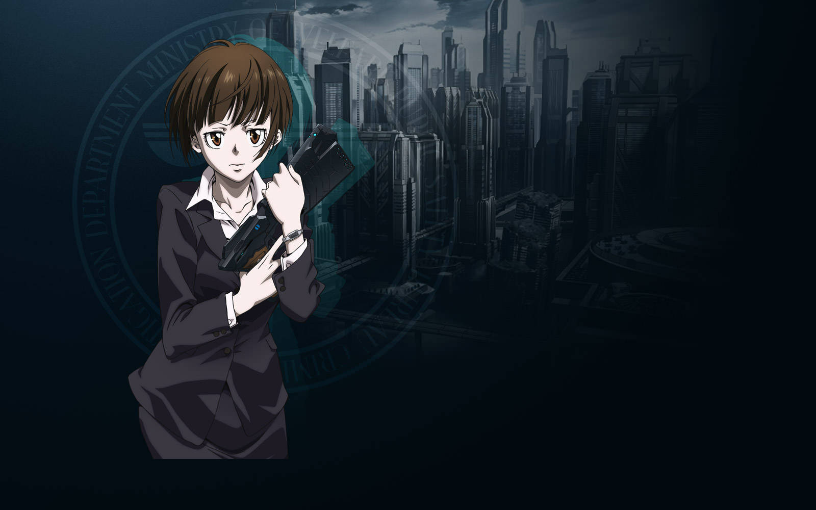 Psycho Pass Akane With Dominator Background